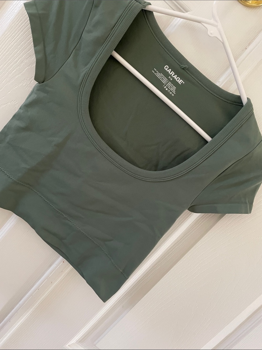 GARAGE Olive Scoop Neck Crop Top, Size Small
